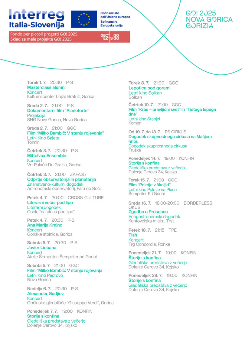Palinsesto eventi SPF Luglio 2025 - SLO