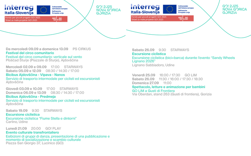 Eventi SPF settembre 2026